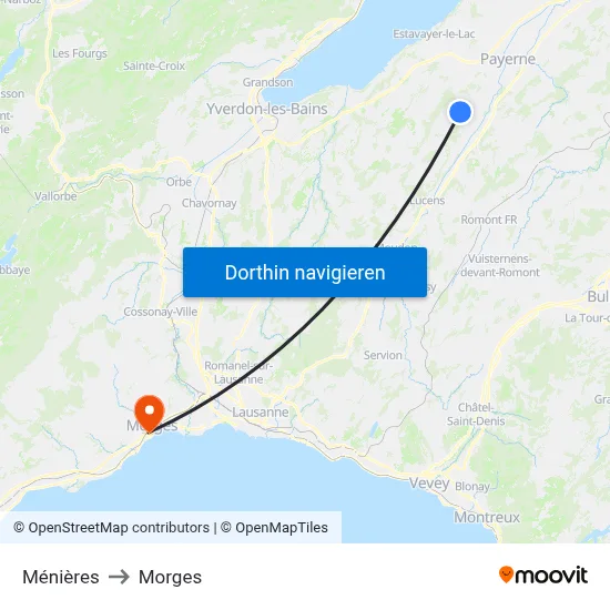 Ménières to Morges map