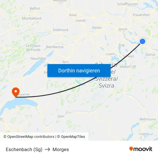 Eschenbach (Sg) to Morges map