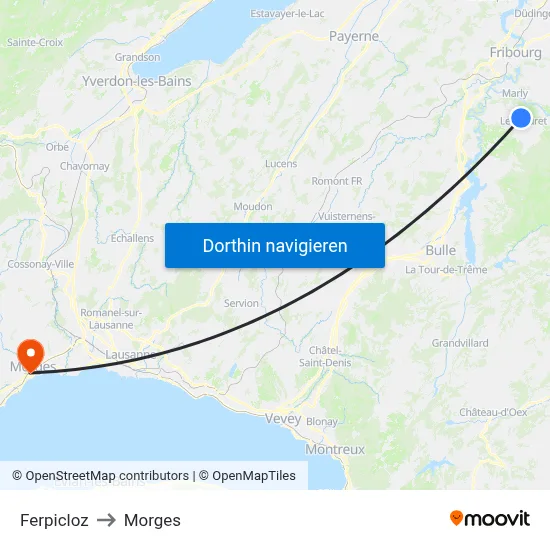 Ferpicloz to Morges map