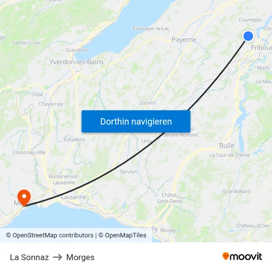 La Sonnaz to Morges map
