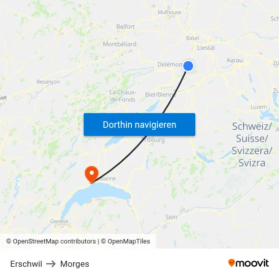 Erschwil to Morges map