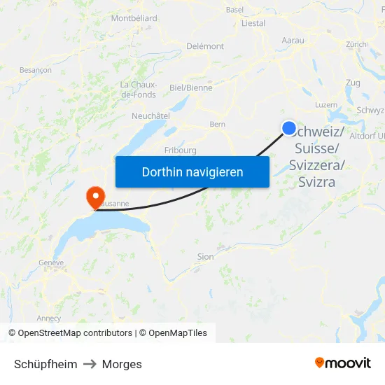 Schüpfheim to Morges map