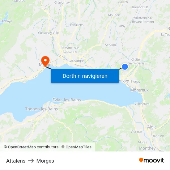 Attalens to Morges map