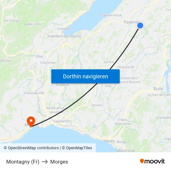 Montagny (Fr) to Morges map