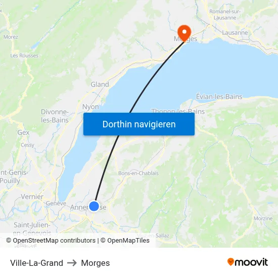 Ville-La-Grand to Morges map