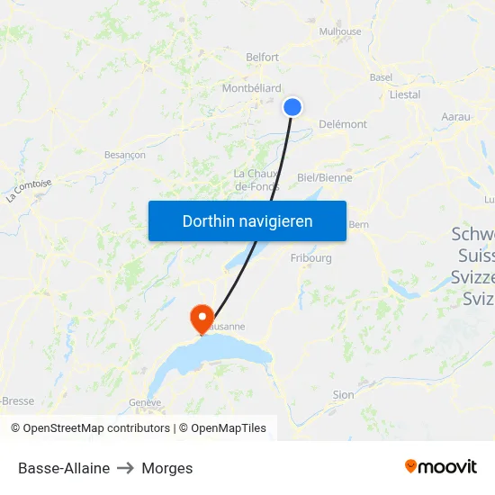 Basse-Allaine to Morges map