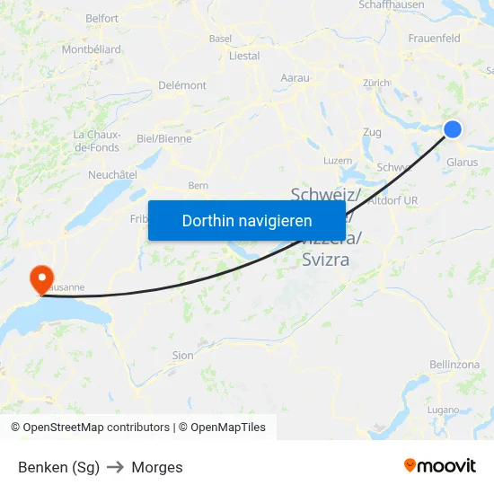 Benken (Sg) to Morges map