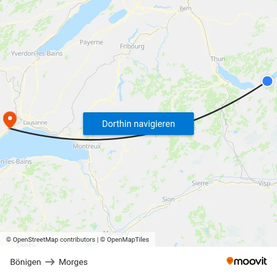Bönigen to Morges map