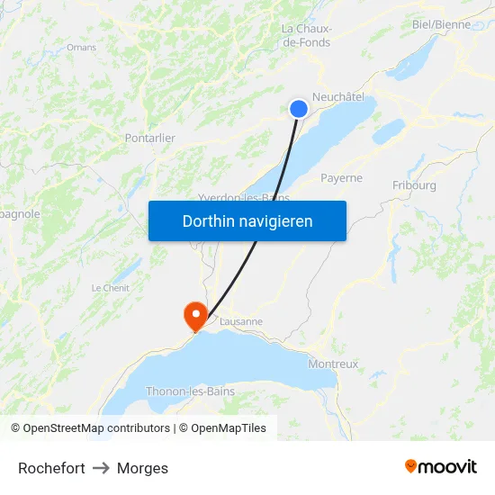 Rochefort to Morges map