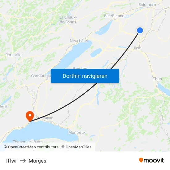 Iffwil to Morges map