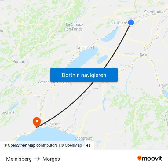 Meinisberg to Morges map