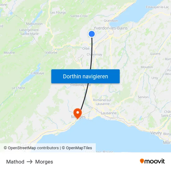 Mathod to Morges map