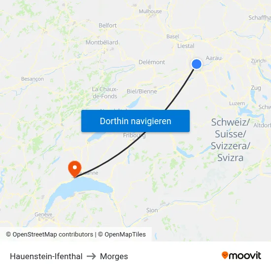 Hauenstein-Ifenthal to Morges map