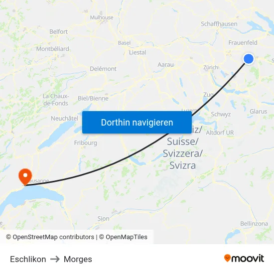 Eschlikon to Morges map