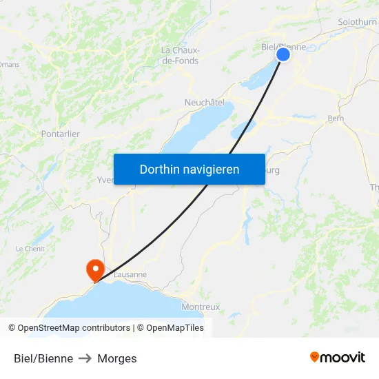 Biel/Bienne to Morges map