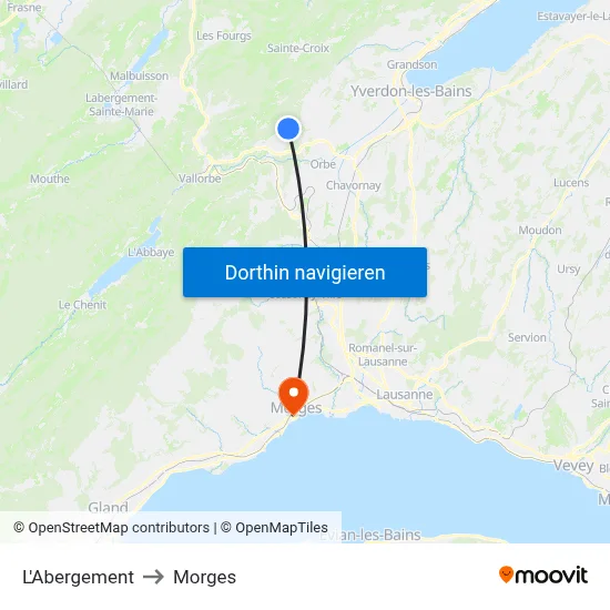 L'Abergement to Morges map