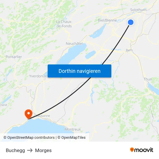 Buchegg to Morges map