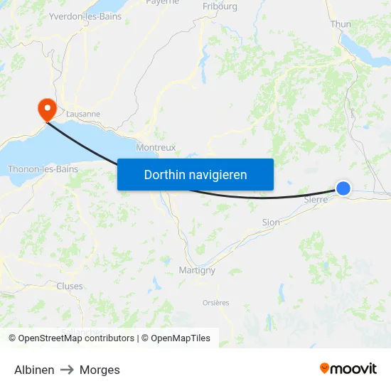 Albinen to Morges map
