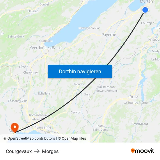 Courgevaux to Morges map