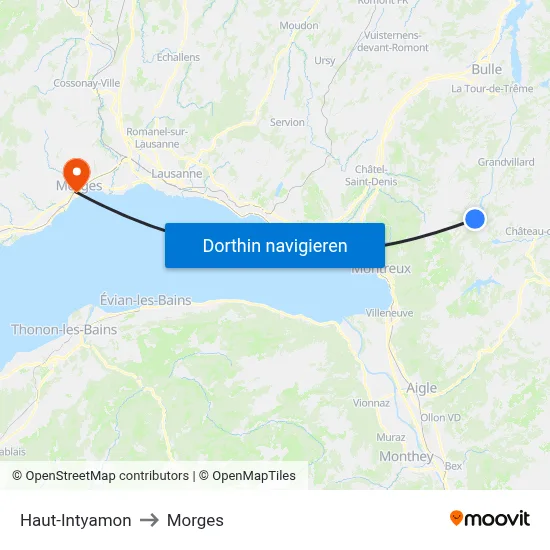 Haut-Intyamon to Morges map