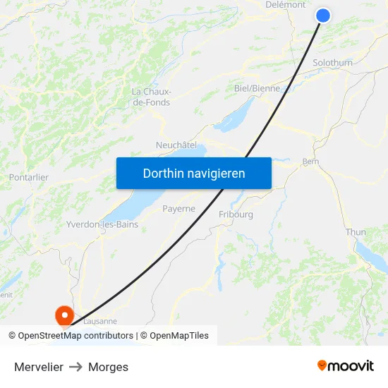 Mervelier to Morges map