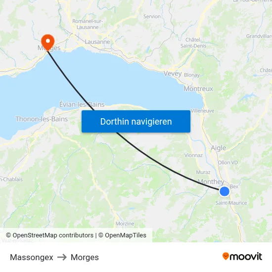 Massongex to Morges map