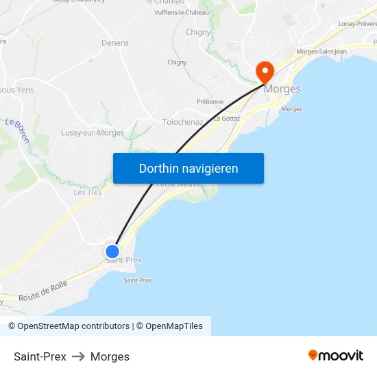Saint-Prex to Morges map