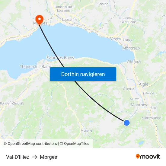 Val-D'Illiez to Morges map