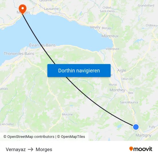 Vernayaz to Morges map