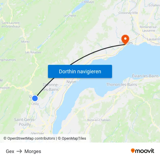 Gex to Morges map