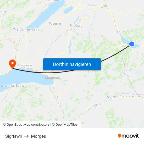 Sigriswil to Morges map