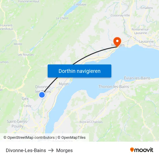 Divonne-Les-Bains to Morges map