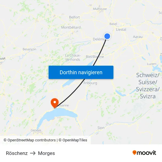 Röschenz to Morges map