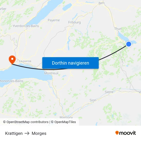 Krattigen to Morges map