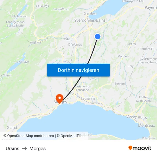 Ursins to Morges map