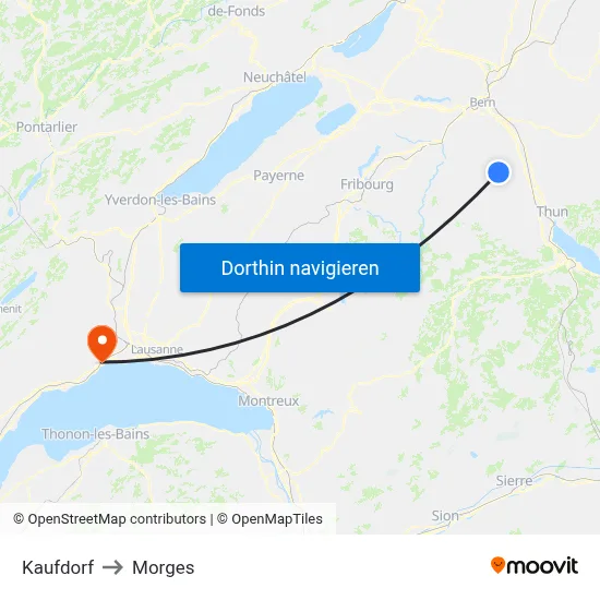 Kaufdorf to Morges map