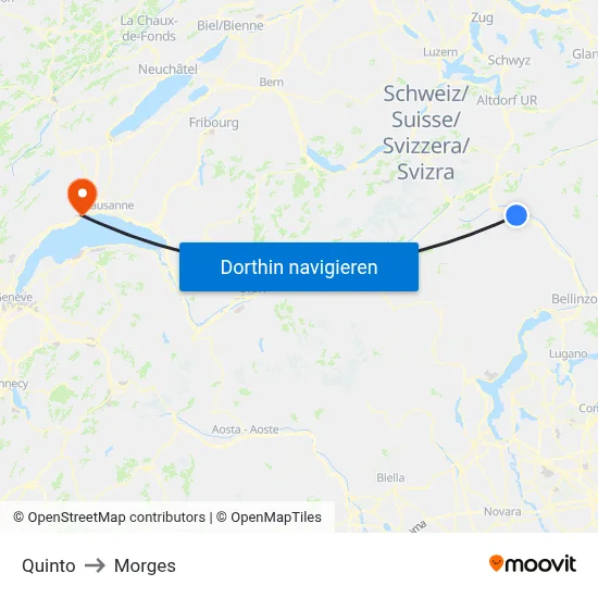 Quinto to Morges map