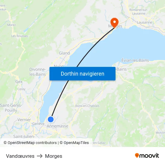 Vandœuvres to Morges map
