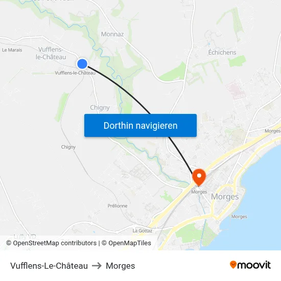 Vufflens-Le-Château to Morges map