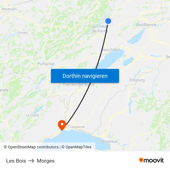 Les Bois to Morges map