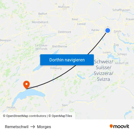 Remetschwil to Morges map