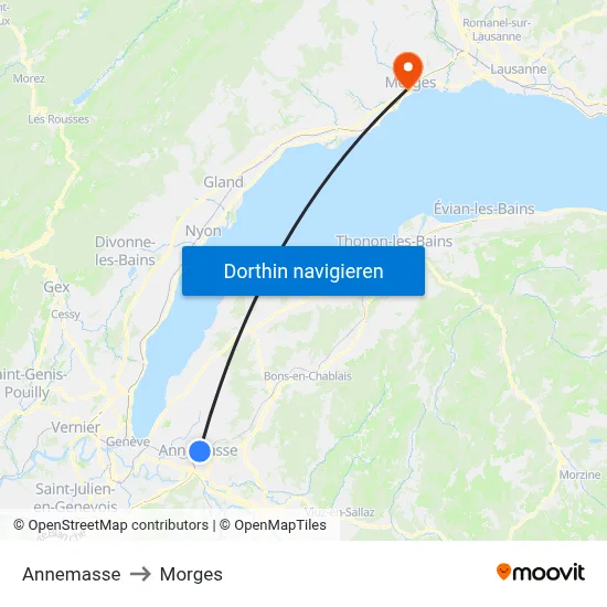 Annemasse to Morges map