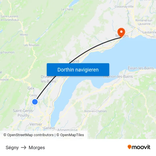 Ségny to Morges map