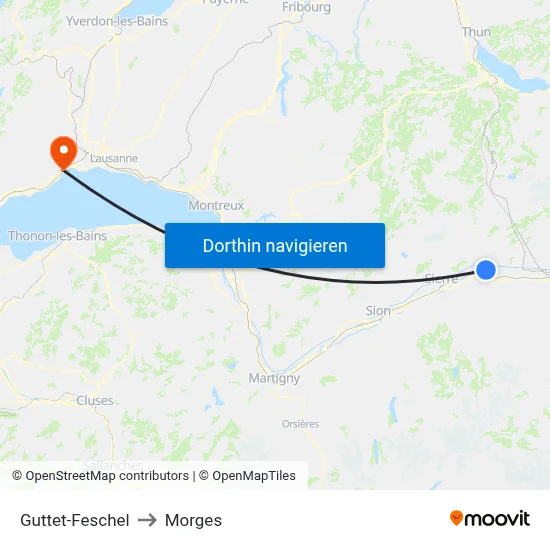 Guttet-Feschel to Morges map
