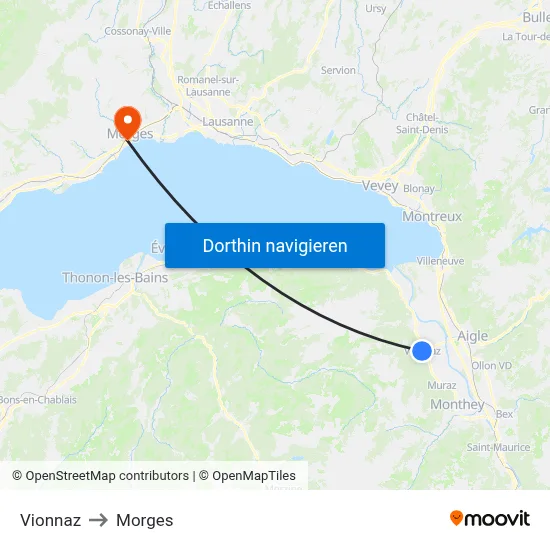 Vionnaz to Morges map