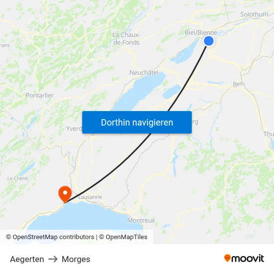 Aegerten to Morges map