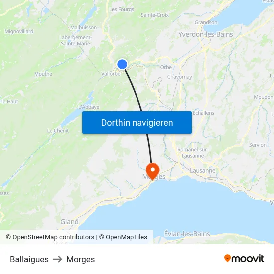 Ballaigues to Morges map