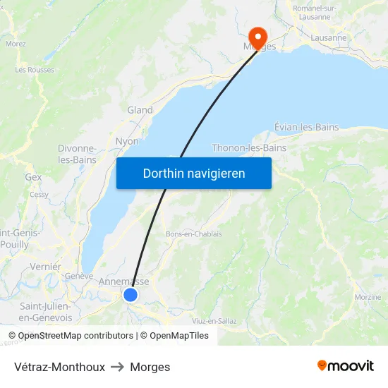 Vétraz-Monthoux to Morges map