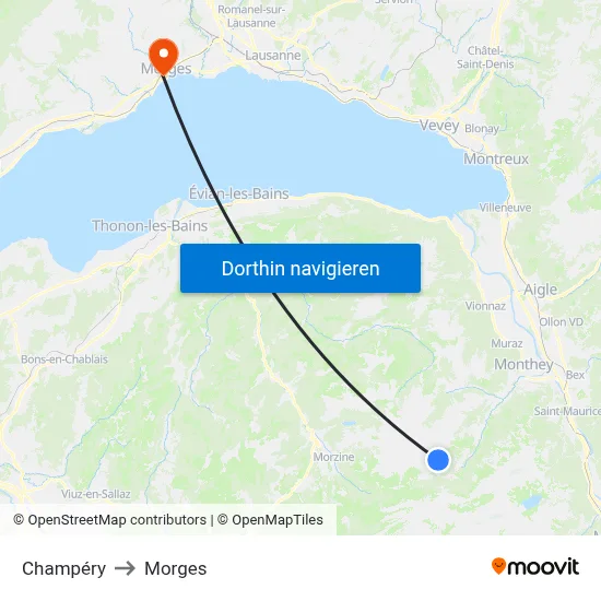 Champéry to Morges map