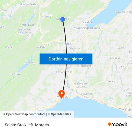 Sainte-Croix to Morges map